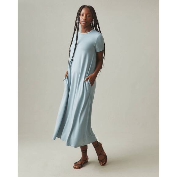 American Giant Women Small Flex Maxi Dress Soft Lightweight Pockets Comfy Basic - Picture 2 of 10